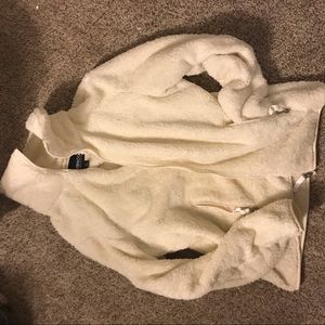 White fuzzy zip up sweater